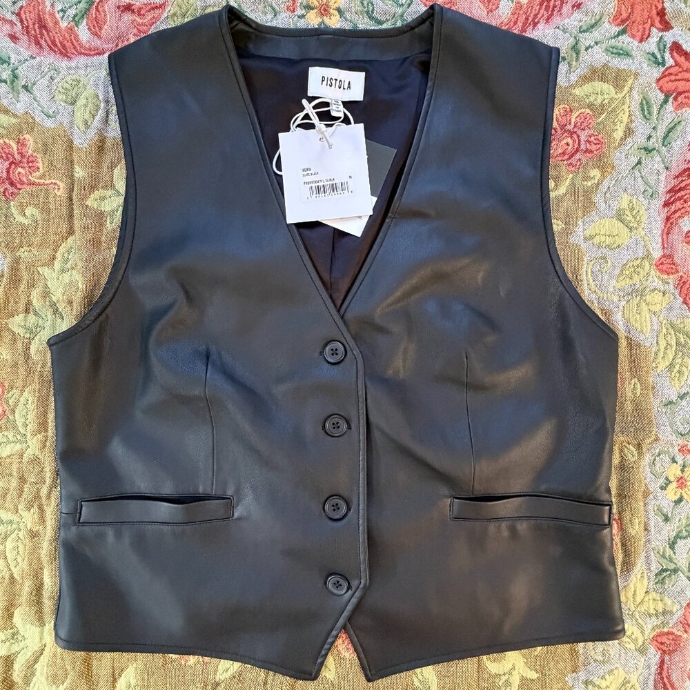 Pistola Vero Leather Vest in Slate Black